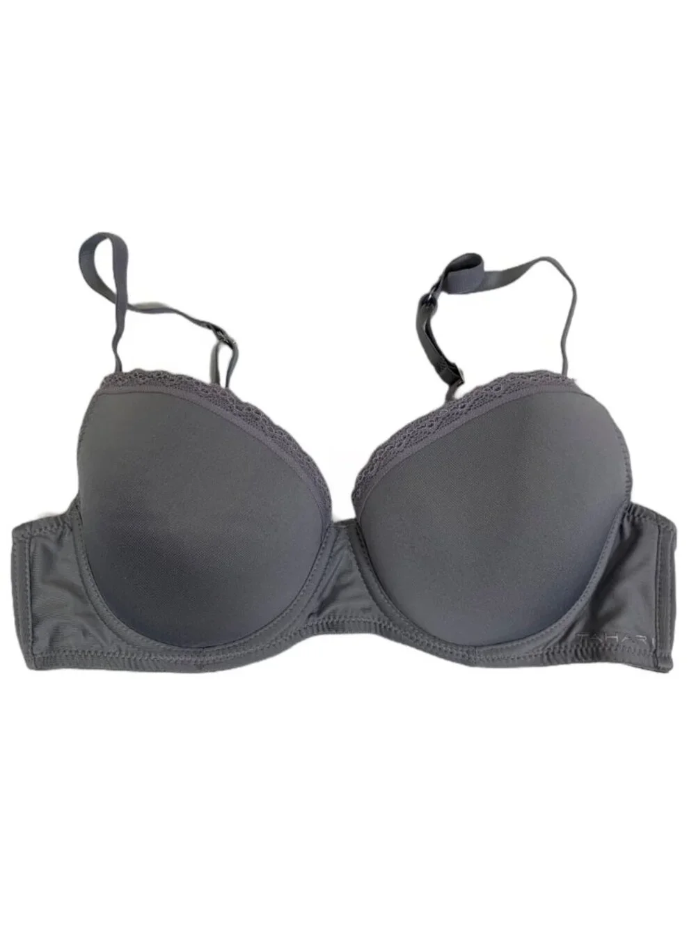 Tahari Push Up T-Shirt Bra 36B Dove Gray Padded Underwire Everyday Minimalist